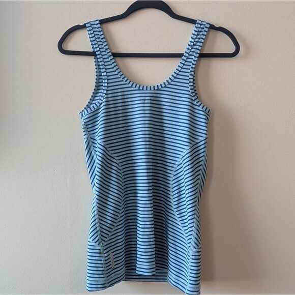 Zella Double Scoop Ocean Stripe Tank Top Ocean Blue Size Small - Picture 4 of 6